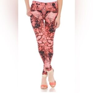 Hudson Jeans Nico Super Skinny Coral Snake Print Size 26